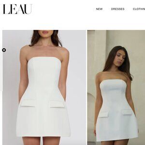 LEAU Solene Strapless Pocket Mini Dress - White